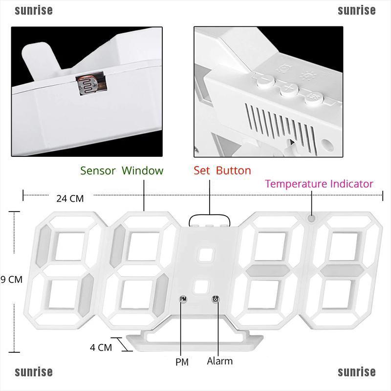 Đồng Hồ Báo Thức Điện Tử Treo Tường Có Hiển Thị Nhiệt Độ Và Lịch