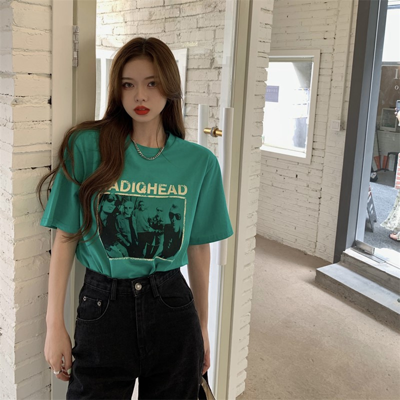 Áo thun tay ngắn cổ tròn form rộng in hình thời trang Mỹ retro | BigBuy360 - bigbuy360.vn