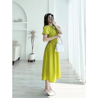 Vn708 - váy dáng dài chun eo cổ dúm 3m