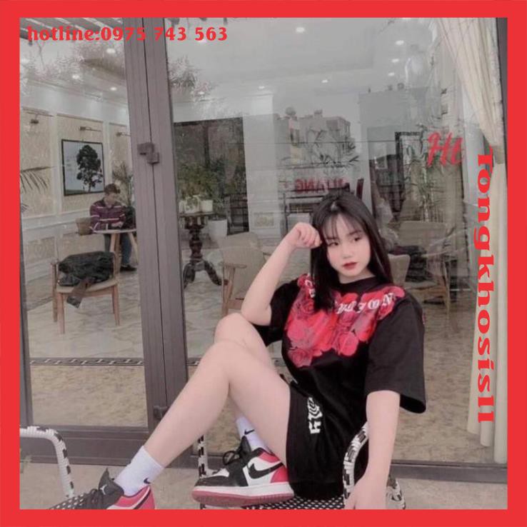 (Video)  ✨ Áo thun nam nữ unisex tay lỡ in 1 mặt hoa hồng   ✨Phông hè form rộng oversize chất cotton đẹp