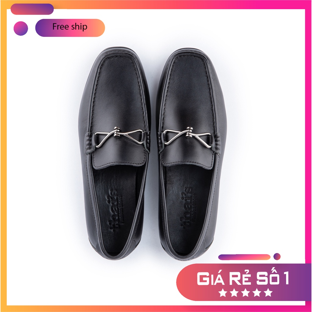 Giày lười nam, da bò mềm có khóa màu đen GTH02
