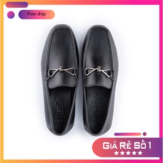 Giày lười nam, da bò mềm có khóa màu đen GTH02
