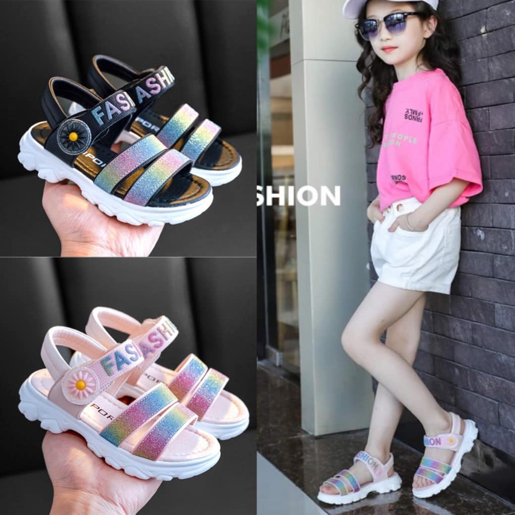 Sandal bé gái , Dép quai hậu bé gái sắc mầu 2022 Size (31 - 39) - KATKIDS