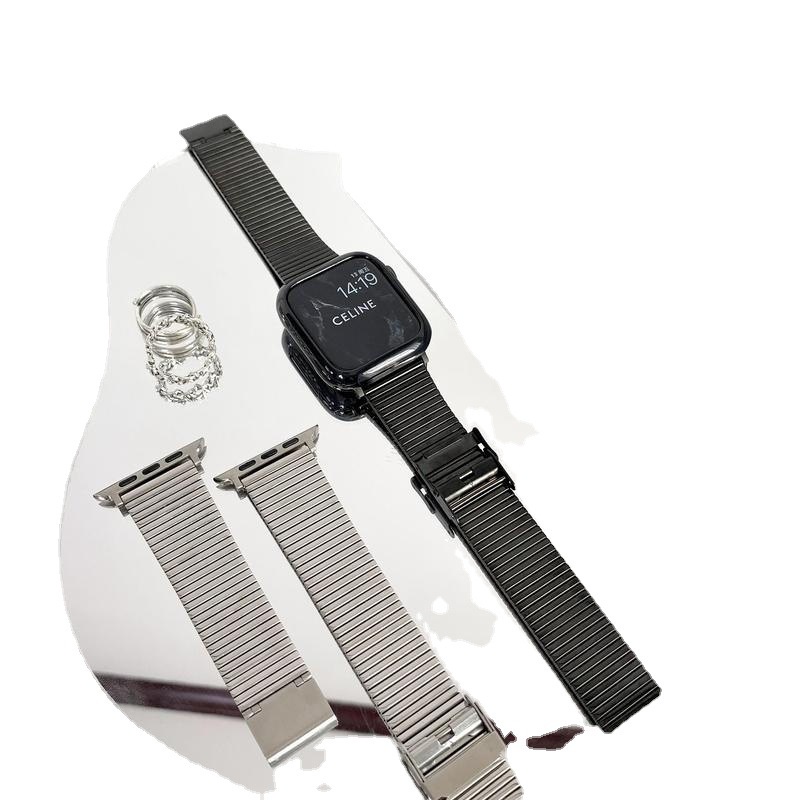 Dây Đeo Bằng Thép Không Gỉ + Tpu Bảo Vệ Cho iwatch series 7 6 5 4 3 2 1SE