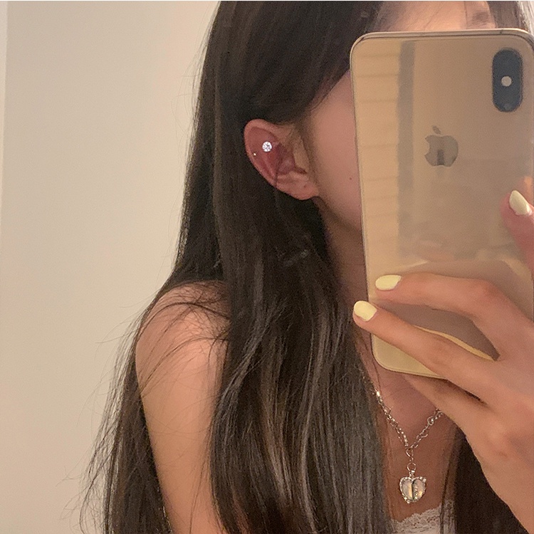 Bông tai khuyên tai nam châm đính đá không cần bấm lỗ dành cho nam nữ