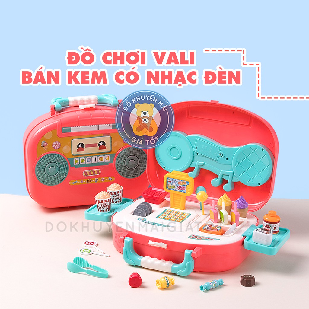 Bộ đồ chơi nấu ăn nhà bếp mẫu vali kem kẹo cho bé gái có nhạc, đèn - 668-67 - Đồ khuyến mãi giá tốt