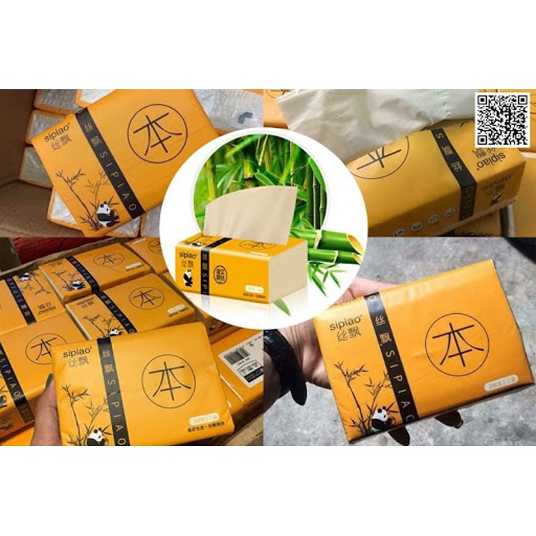 1 gói giấy ăn Gấu trúc Sipiao 300 tờ cỡ nhỏ siêu dai chính hãng