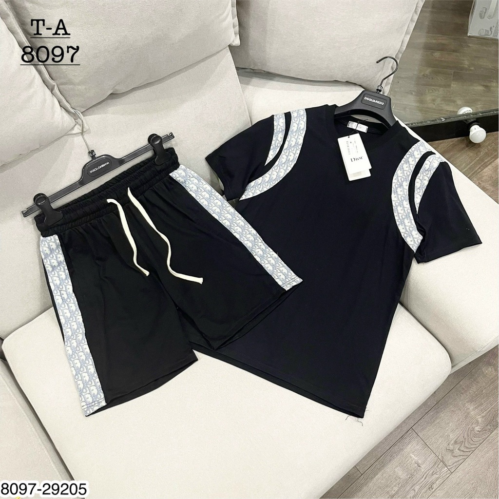 Bộ Quần Áo nam Dior Phối Viền Cực Sang. Bộ Cộc Nam ĐI Ô Mix Viền Vai Cao Cấp Thiết Kế Trẻ Trung - MINH TÂY STORE