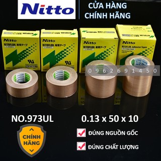 NITTO 973UL 0.13mm x 50mm x 10m, băng keo nhiệt độ cao, hàn nhiệt, đóng gói thực phẩm, máy niêm phong