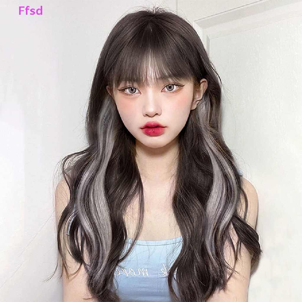 {Ffsd} Tóc Giả Xoăn Dài Vô Hình Màu Gradient Có Kẹp