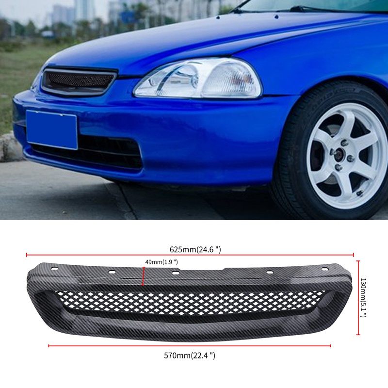 Khung Lưới Tản Nhiệt Phía Trước Bằng Sợi Carbon ABS Cho 96-98 Honda Civic EK JDM Type R