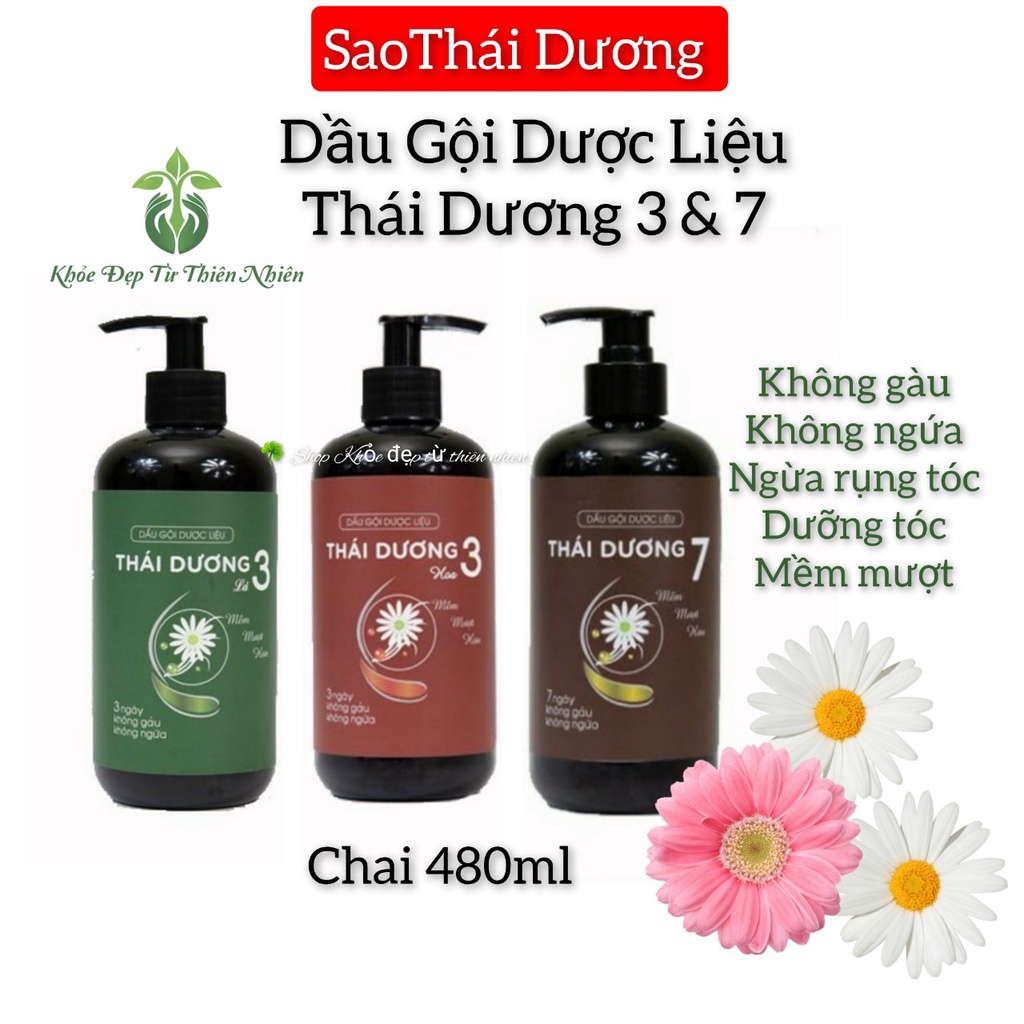 Dầu Gội Dược Liệu Thái Dương 3 và 7 Thái Dương Chai 480ml, Ngăn Ngừa Rụng Tóc, Gàu Ngứa, Sao Thái Dương