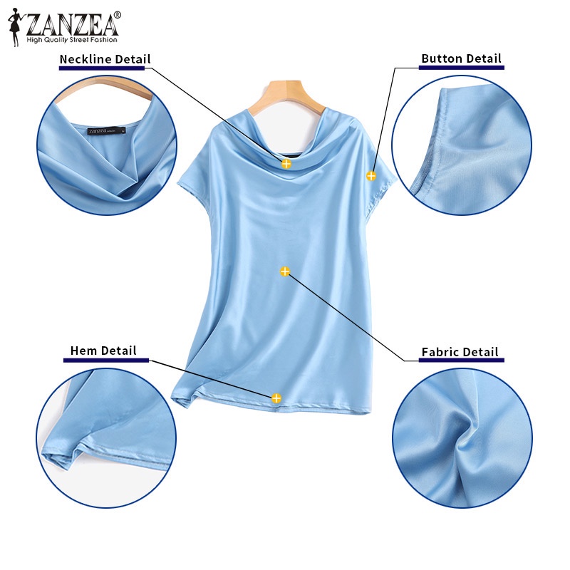 Zanzea Áo Sơ Mi Tay Ngắn Xếp Ly Thời Trang Dành Cho Nữ