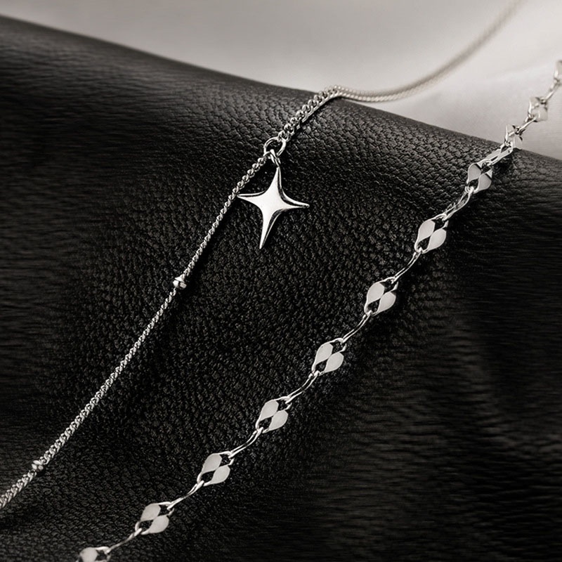 Vòng cổ hai lớp bằng kim loại mặt hình thánh giá phong cách cổ điển thời trang cho nữ