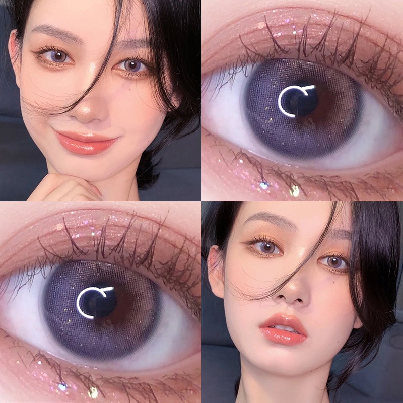 14.2mm Kính áp Tròng Cận thị Màu 2 cái Màu Tím Hồng với bột Vàng Hàng Năm Kính áp Tròng Làm đẹp Dùng Một Lần Mềm Mại Và Thoải Mái Tự Nhiên Hàng Ngày Kính áp Tròng Nữ Sinh Viên