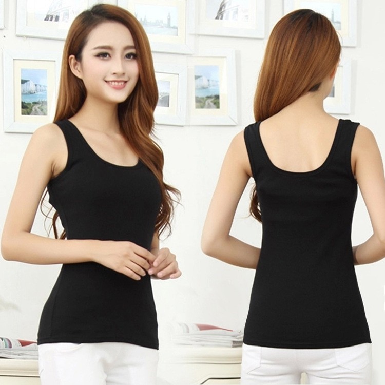 Áo Camisole Không Đường May Dáng Dài Phong Cách Hàn Quốc