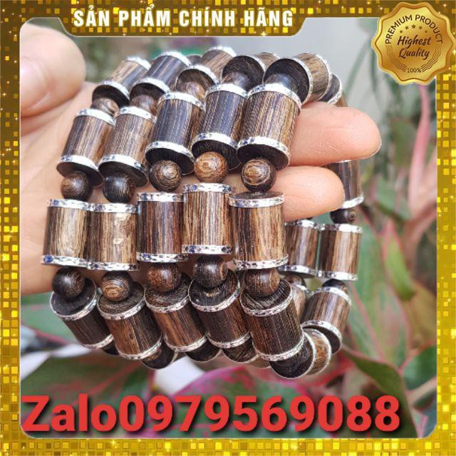 Vòng tay trầm hương PHONG THỦY bọc bạc thật 12 ly cho gia chủ