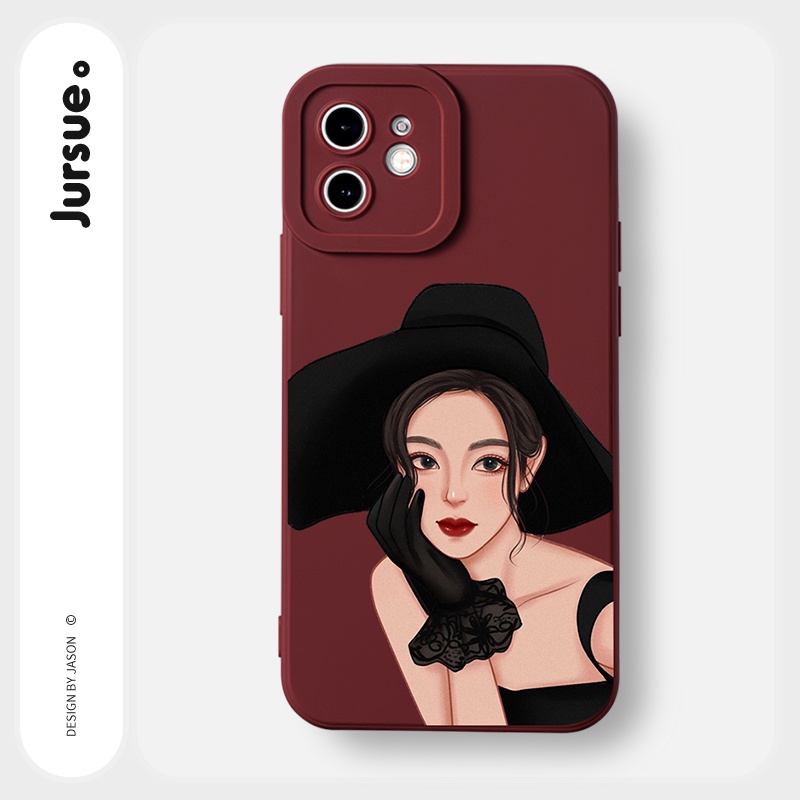 Ốp lưng JURSUE silicon mềm chống sốc hình dễ thương đẹp cho iPhone 13 12 11 Pro Max SE 2020 X XR XS 8 7 ip 6S 6 Plus Y1934