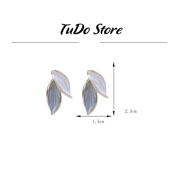 Bông tai, hoa tai nữ Hàn Quốc mạ bạc 925 hình chiếc lá nhỏ gọn cá tính HT1