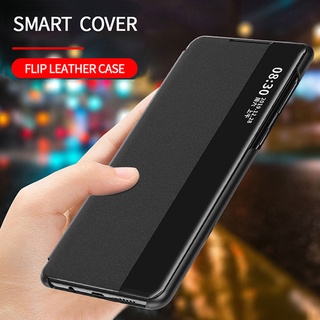 Ốp Điện Thoại Da Nắp Lật Cửa Sổ Thông Minh Sang Trọng Cho Samsung Galaxy S22 Ultra S22 Plus 5G S21 S20 FE