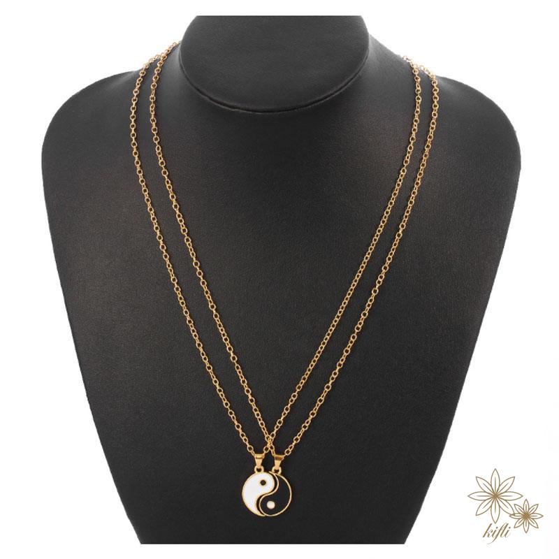 【kifli】Bộ 2 Vòng cổ Mặt Âm Dương Thiết Kế Sáng Tạo