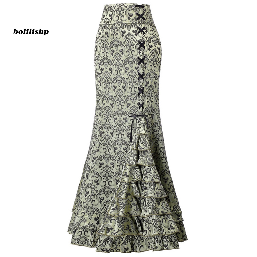 Chân Váy Đuôi Cá Vải Jacquard Phong Cách Punk Vintage Dự Tiệc