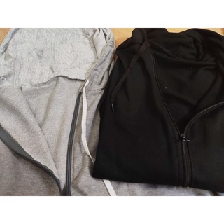 SP sẵn -  ÁO KHOÁC HOODIE NỈ NGOẠI UNISEX TRƠN 2 MÀU - ÁO NỈ MŨ TAY BỒNG KHOÁ KÉO ULZZANG MÀU ĐEN XÁM