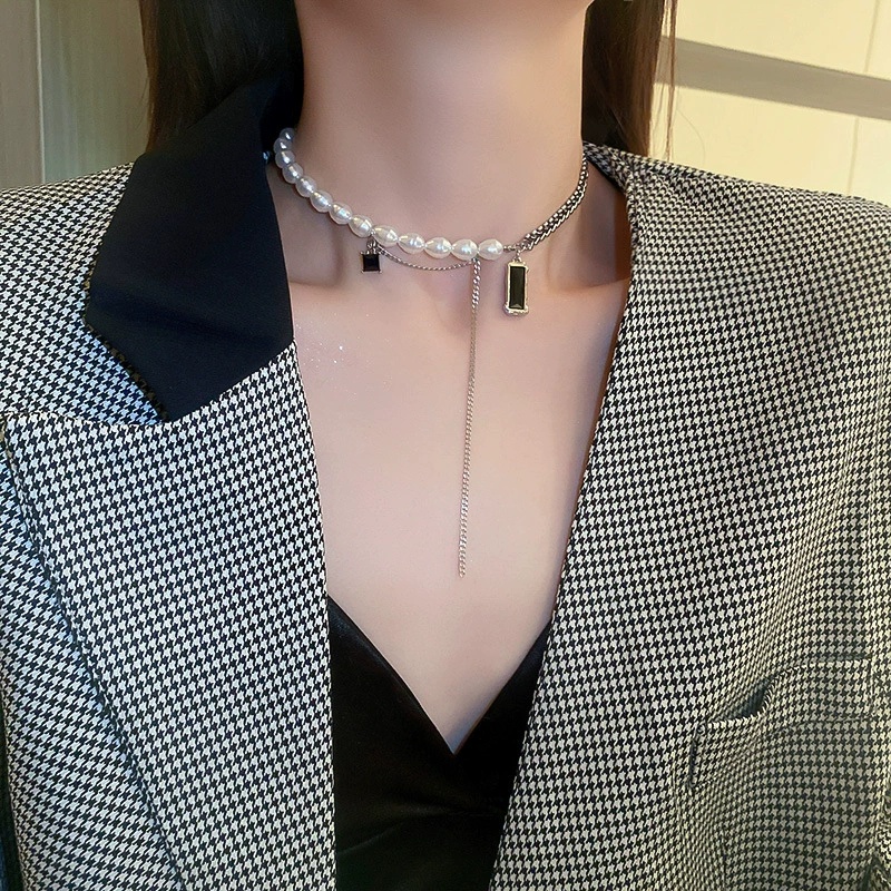 Dây Chuyền Đính Ngọc Trai Kim Cương Giả Không Phai Màu Thời Trang Dành Cho Nữ