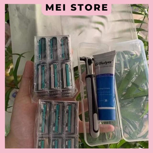Dao cạo râu combo 36 lưỡi kép, 1 thân dao, 1 tuýp bọt