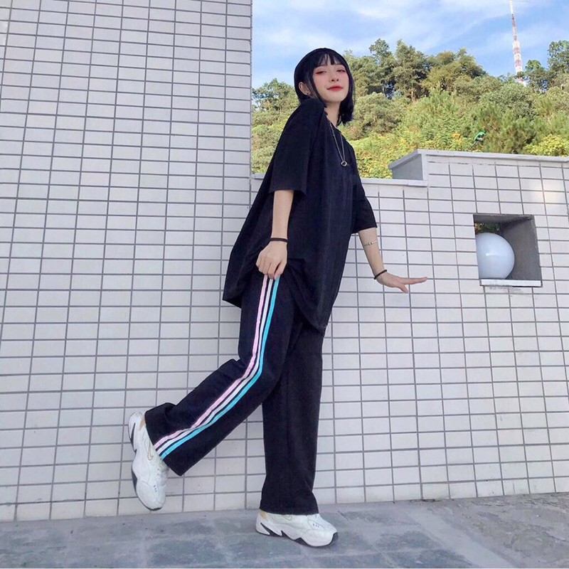 [ QN30] Quần 3 sọc ống rộng thể thao Unisex 3 màu Culottes nam nữ dáng suông OBIKING