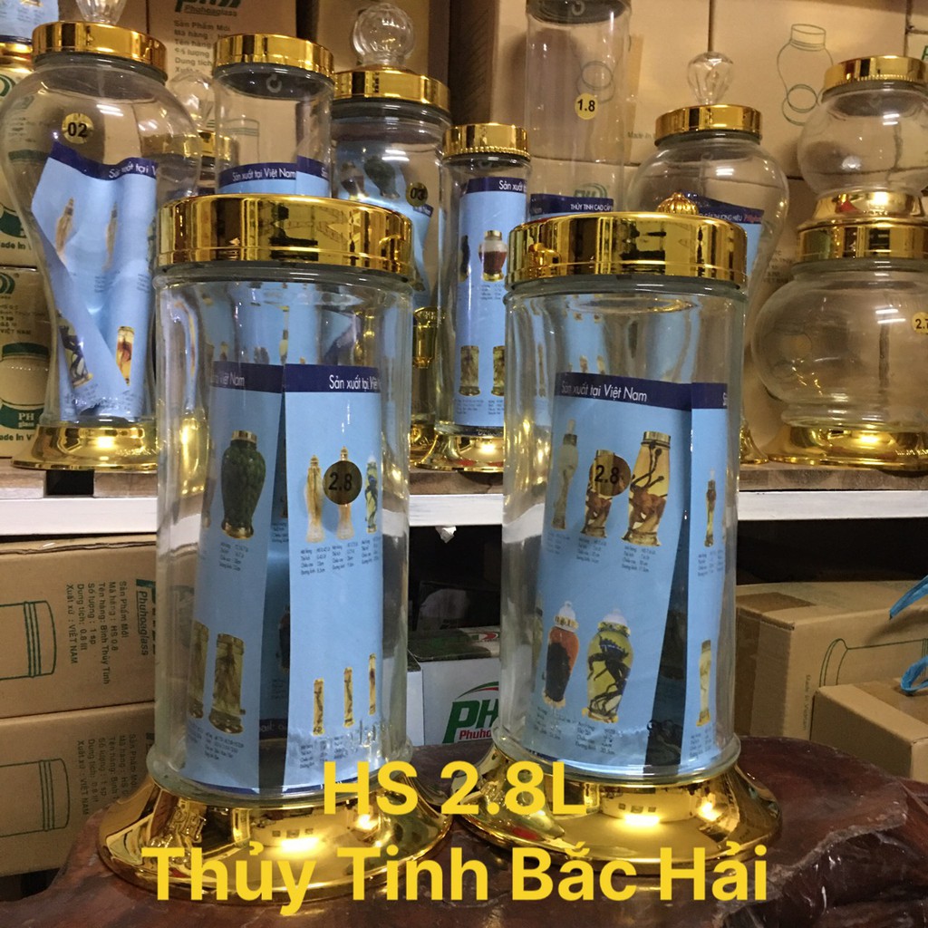 BÌNH THỦY TINH VÀ HŨ THỦY TINH NGÂM RƯỢU HS2.8L-THỦY TINH KHÔNG CHÌ- THỦY TINH BẮC HẢI