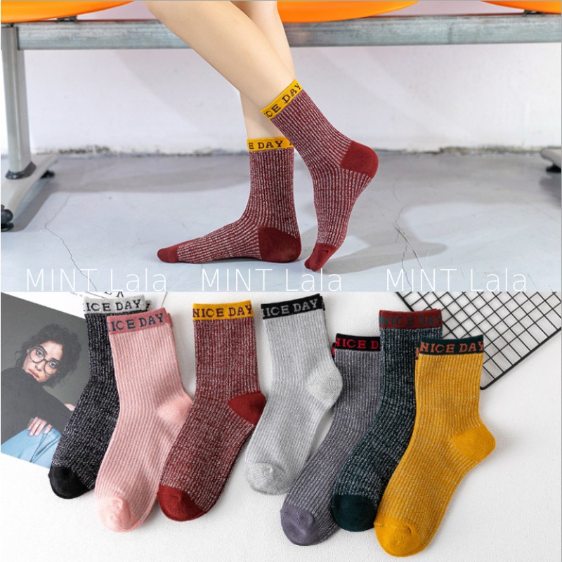 [MỚI] Tất Nữ Cổ Cao Viền Chữ Phong Cách Hàn Quốc