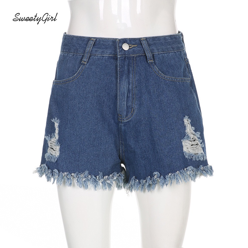 Quần Short Denim Rách Ống Thẳng Thời Trang Dành Cho Nữ 2022