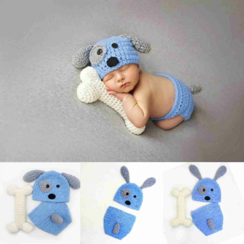 Bộ quần áo sơ sinh dễ thương, set đồ chụp hình em bé hình thú, chú chó, gấu ngộ nghĩnh VẢI LEN BABY HOUSE