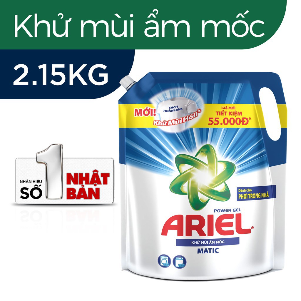 Nước Giặt Ariel Khử Mùi Ẩm Mốc Túi 2.15kg