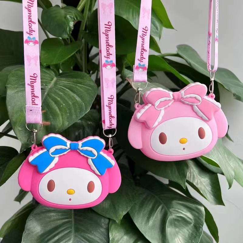 Túi Đeo Vai Đựng Tiền Xu Bằng Silicon Hình Mèo Hello kitty Dễ Thương Cho Bé