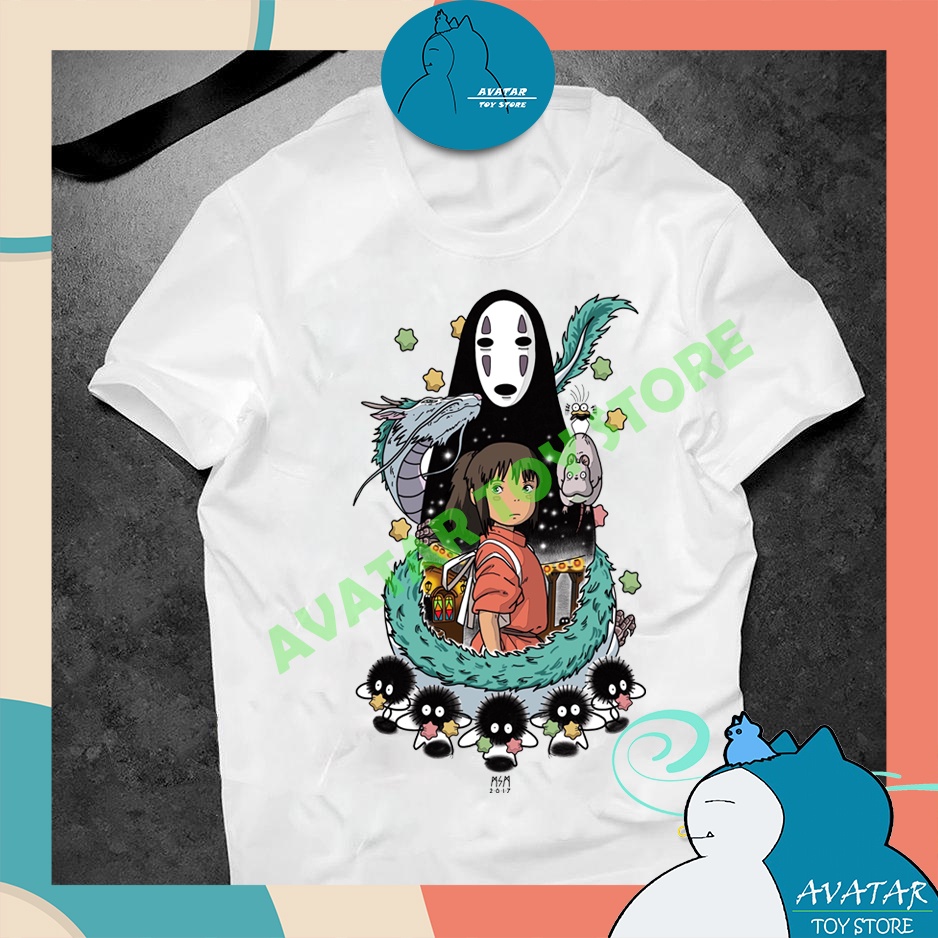 Áo thun nam nữ màu trắng AvatarToyStore - áo phông nam nữ unisex cotton tay lỡ form rộng - Ghibli02