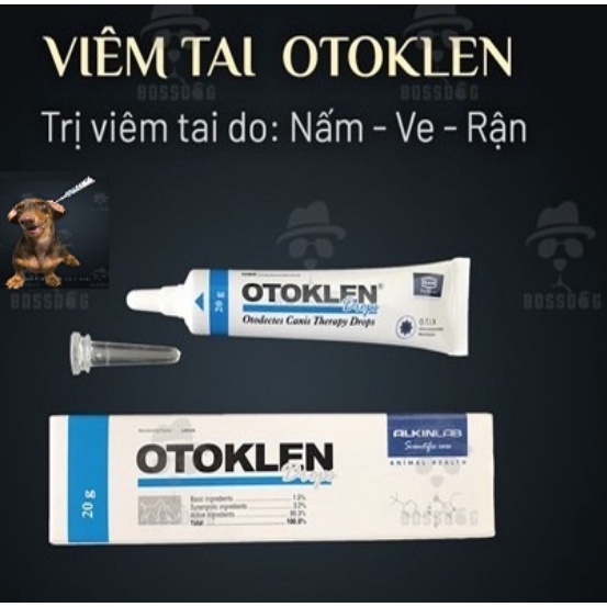 Tuýp nhỏ tai OTOKLEN 20g cho chó mèo - Hỗ trợ Trị Ngứa tai Viêm tai Hôi tai Nấm tai Ve