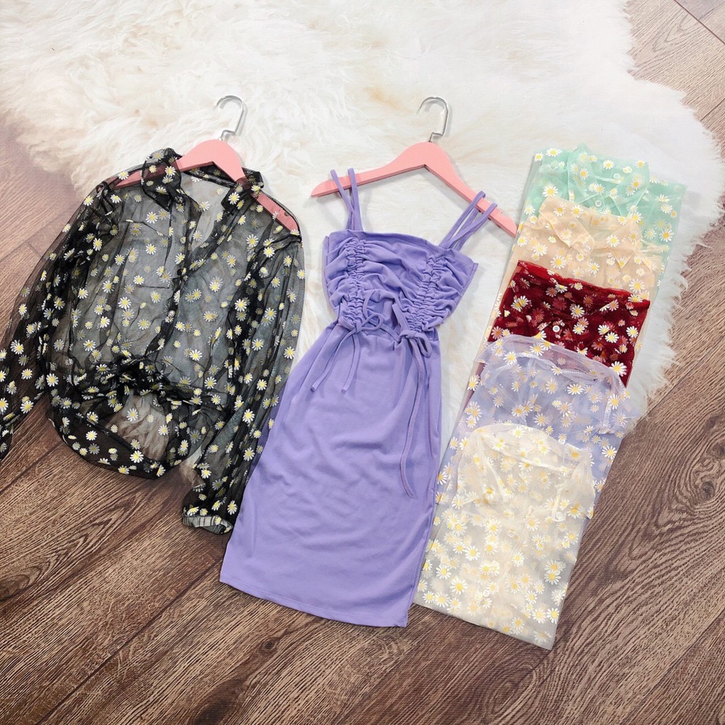 Set Váy Thun Gân Và Áo Hoa Khoác Ngoài | BigBuy360 - bigbuy360.vn