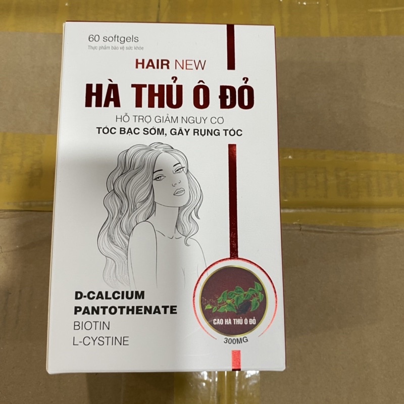 Viên uống đen tóc HAIR NEW HÀ THỦ Ô ĐỎ chứa L - Cystine Biotin - hỗ trợ làm đen tóc,hạn chế tóc gãy rụng tóc bạc sớm