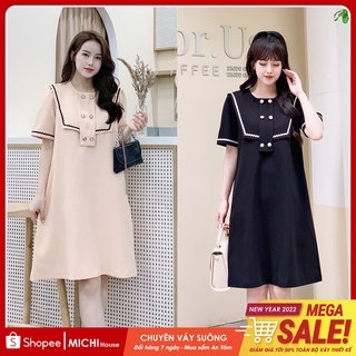 Đầm Suông Đen Dáng Xuông Công Sở V294 MICHI House Váy Thiết Kế Ngắn Tay Freesize Mặc Bầu Xinh