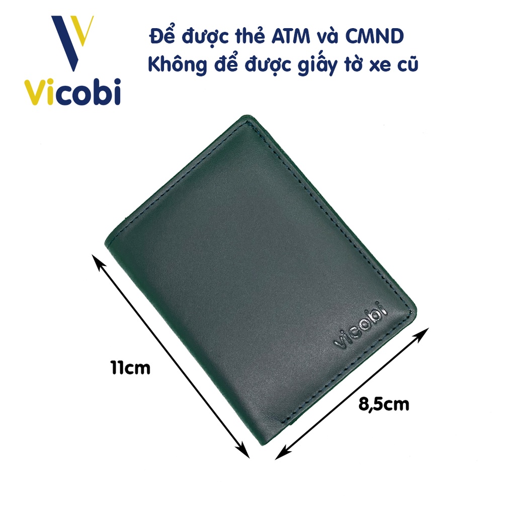 Ví đứng mini Da Bò Vicobi M5, Bóp nhỏ gọn đựng thẻ (da bò xưởng làm hơi dày)