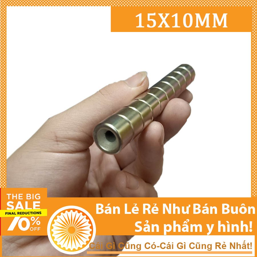 Nam châm trắng 15x10mm lỗ vát