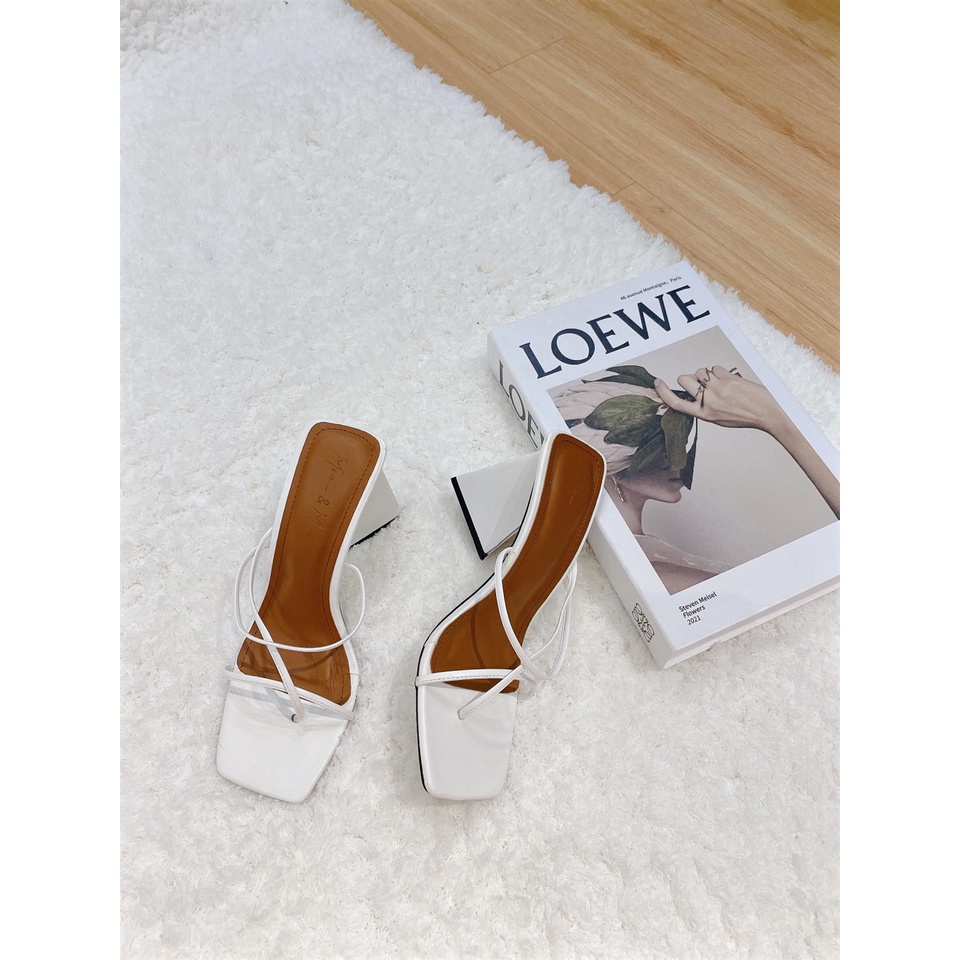 Guốc cao gót quai mảnh cao 7p, Giày sandal nữ cao gót 5 phân, Guốc gót tam giác