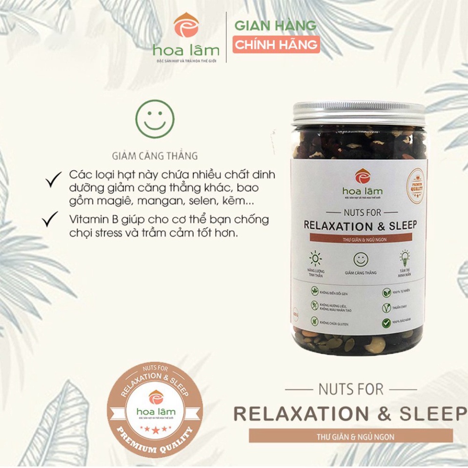 Hạt dinh dưỡng Hoa Lâm Nuts for Relaxation &amp; Sleep gips thư giãn và ngủ ngon 500g