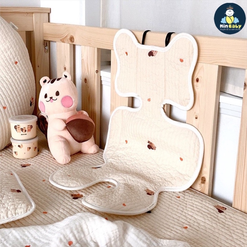 Tấm lót xe đẩy cho bé cotton mềm mại, thoáng khí, phong cách Hàn Quốc