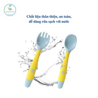 Bộ Thìa Dĩa Ăn Dặm Uốn Dẻo 360 Độ Chính Hãng, Thìa Uốn Cong Tập Xúc An Toàn Cho Bé.