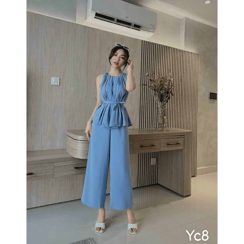 (FREE SHIP) FREE SHIP SÉT ĐŨI CỔ YẾM XẾP LY PHỐI QUẦN SUÔNG TIỂU THƯ SANG CHẢNH DX HHP