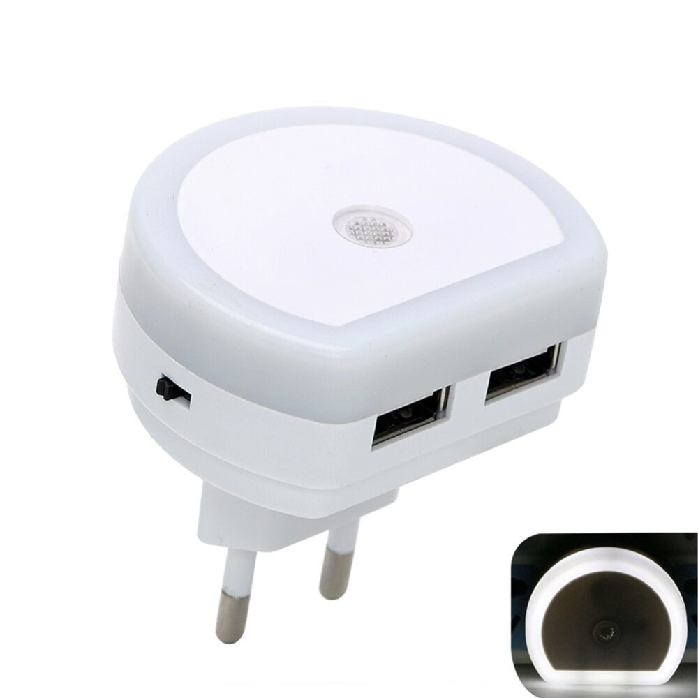 LED Dual USB Charging Sensor Night Light Eu/Us plug Socket Wall Lampen  For Bedroom Living Room