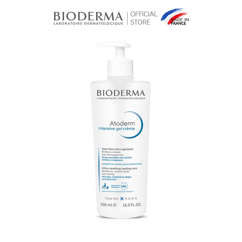 Kem gel dưỡng ẩm và làm dịu dạng gel cho da khô , da rất khô Bioderma Atoderm Intensive gel-crème 500ml